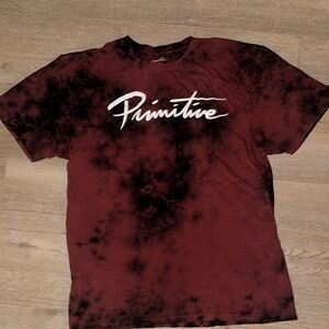 Primitive Men's Red and Black Tie-Dye Shirt